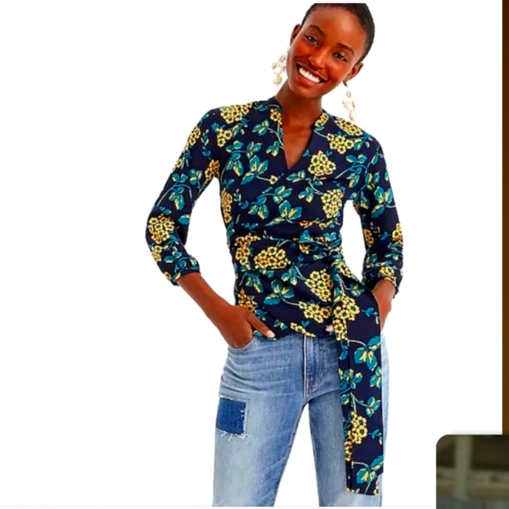 J Crew Floral Wrap Top